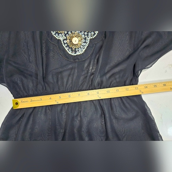 Trixxi Black &  Silver Swimsuit Cover Size 9 100% Polyester Sheer - Picture 7 of 10